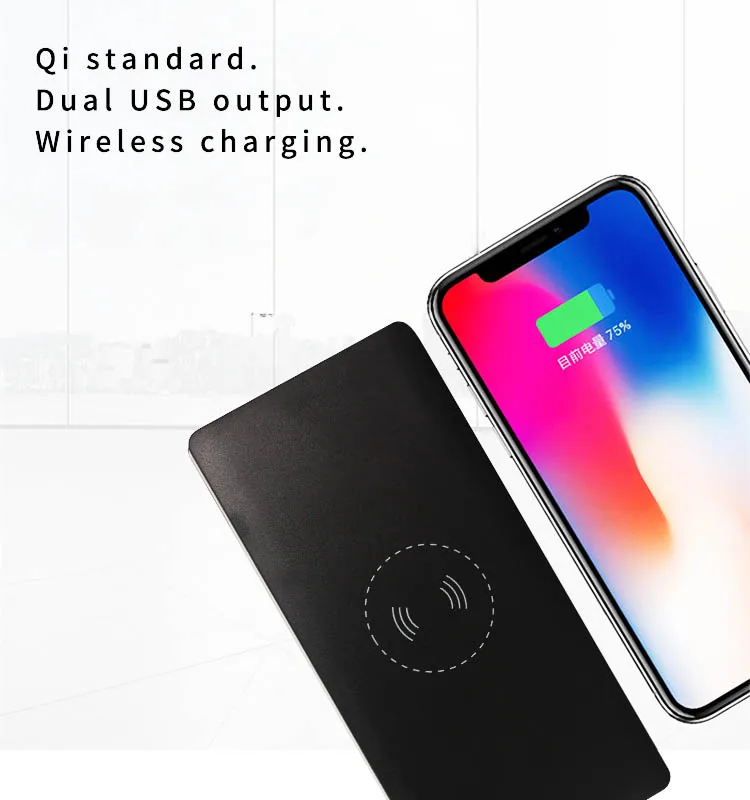 Hot selling PD18W multiple Ultra-thin Charger flashlight  Wireless Power Banks 10000mah with Rohs