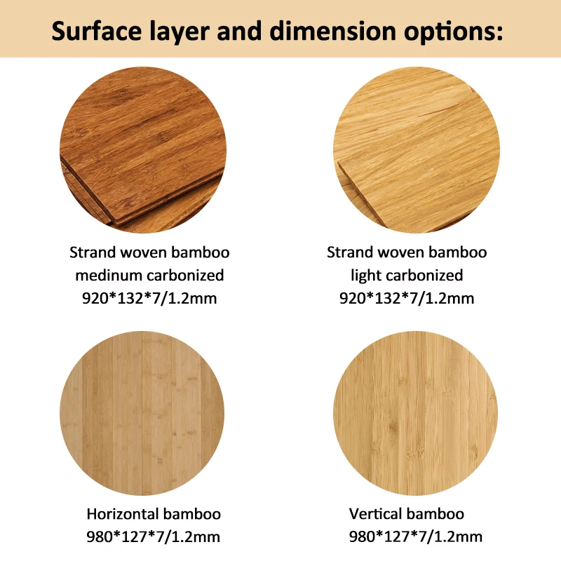 Concentrating on natural moso bamboo 1.2mm top layer click system distressed or smooth bamboo parquet floor terrace wood