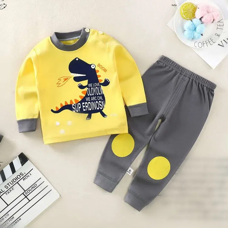 
2020 new autumn spring&winter100%cotton long sleeves Cartoon print baby clothes sets Unisex Kids Clothing Sets boys 