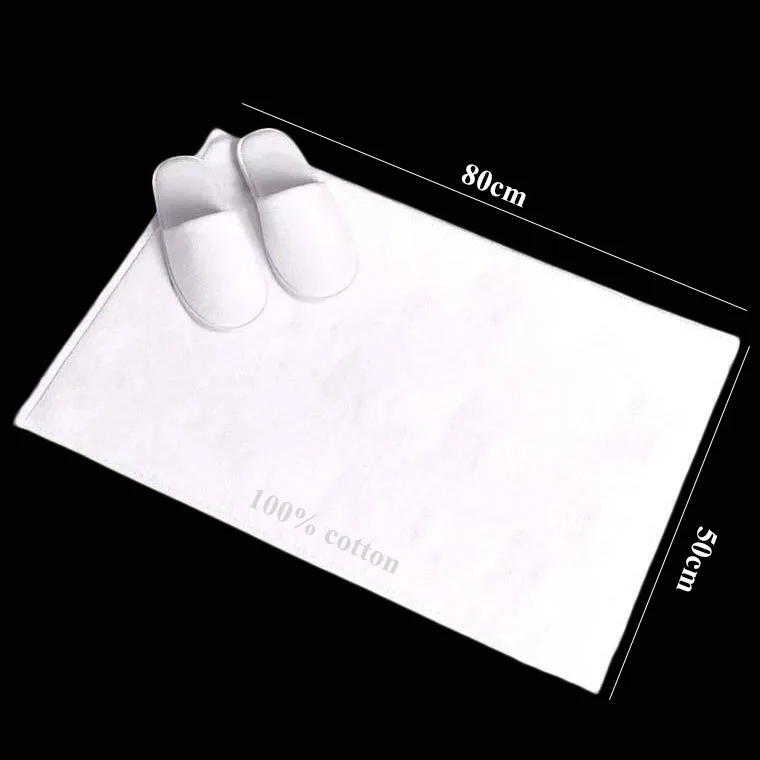 Premium 100% cotton floor towel 50x80cm floor towel pluffy bath mat with logo customization white cotton floor mat for hotel