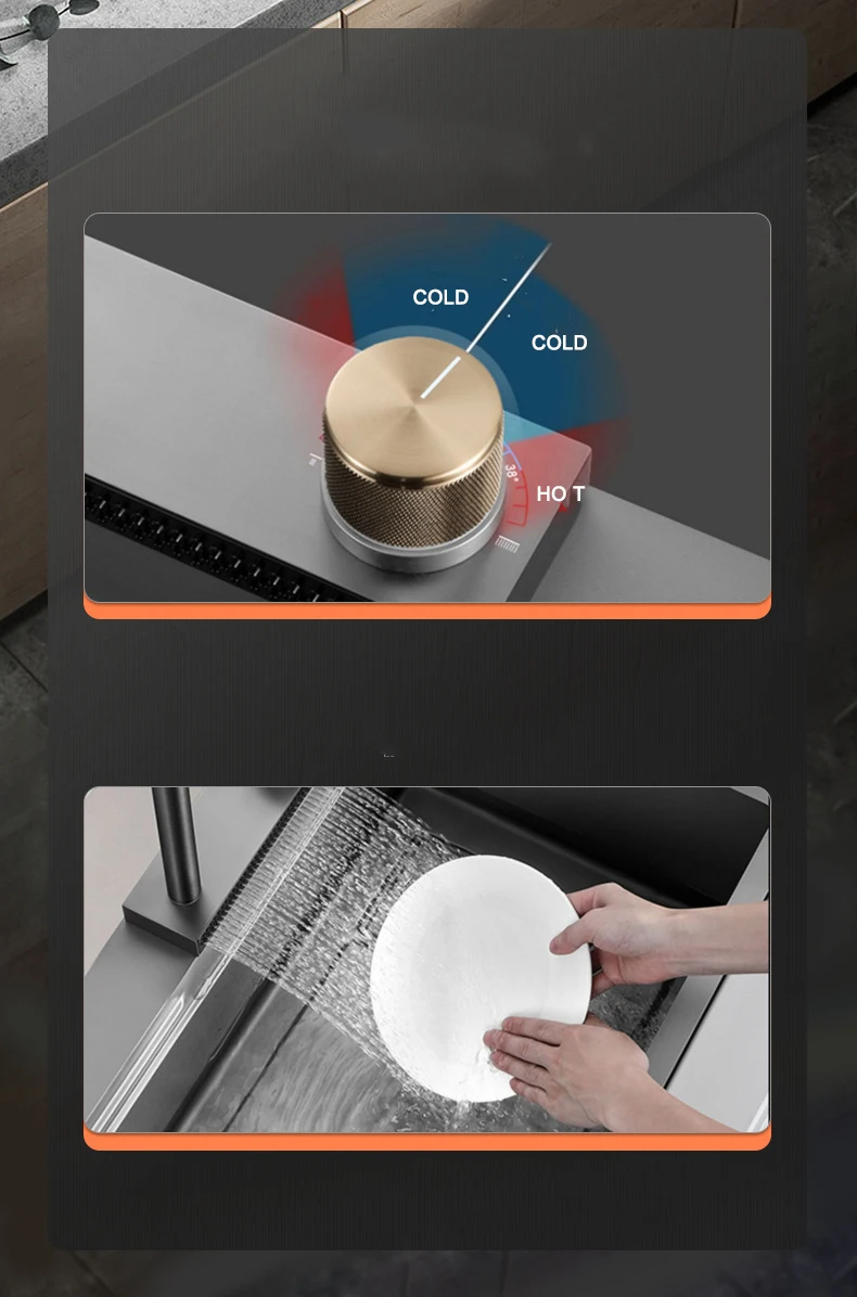 Modern Luxury Design Smart Stainless Steel Multifunctional Waterfall Kitchen Sink