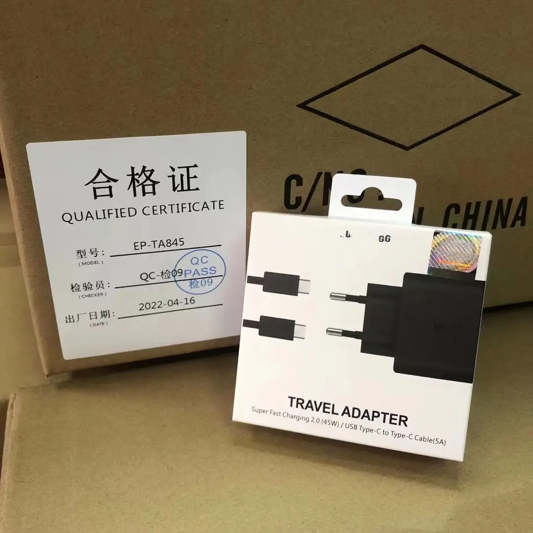 Original 45 PD USB C Travel Adapter Super Fast Charger USB Cable TA845 Set for Samsung Note20 S20