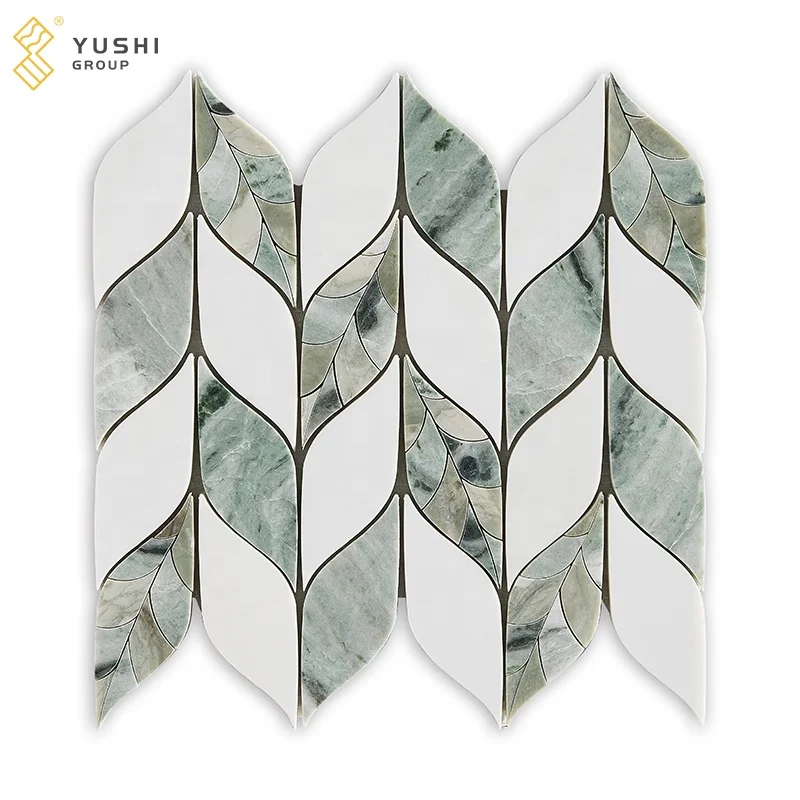 Yushi Group High Quality White Marble Mosaic Tile with Leaf Patterns and Glass Inlay mosaic for Bathroom Art Design
