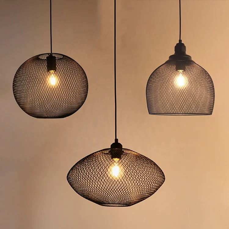 
Modern simple matt black pendant light bell cage pendant lamp 