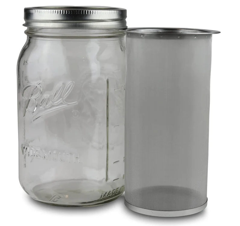 Фильтр из нержавеющей стали для кофе пищевого класса 304, фильтр для кофеварки холодного приготовления, 1 кварта, 32 унции, каменная банка с широким горлышком