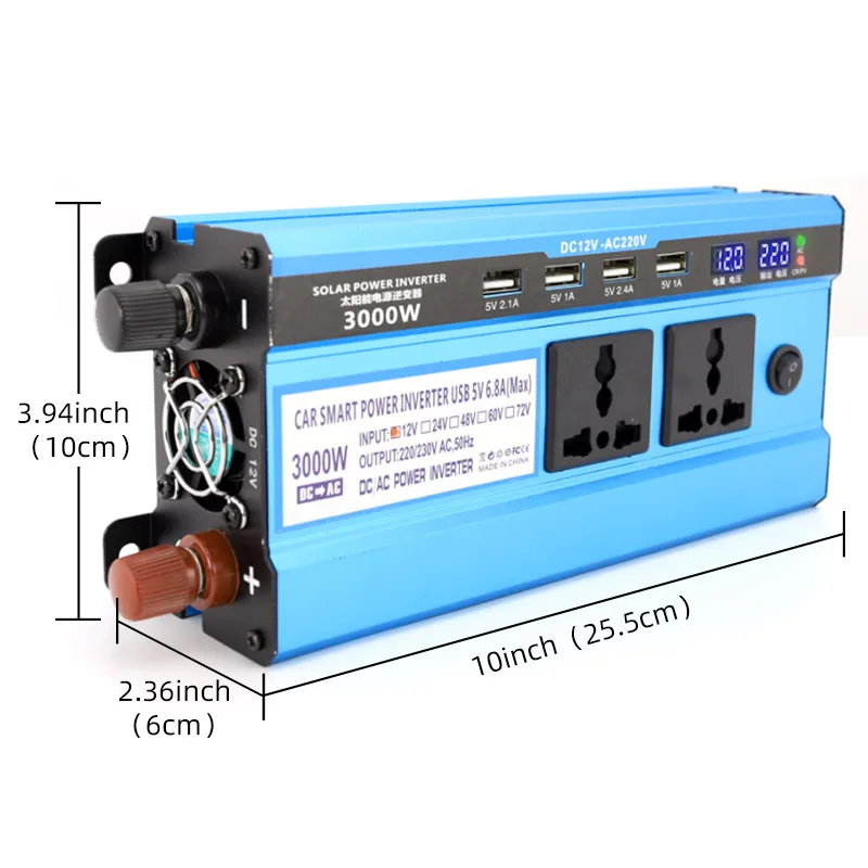 Factory hotsale popular power inverter 2200W with input 12V 24V to output 220VAC inverter for home and outdoor