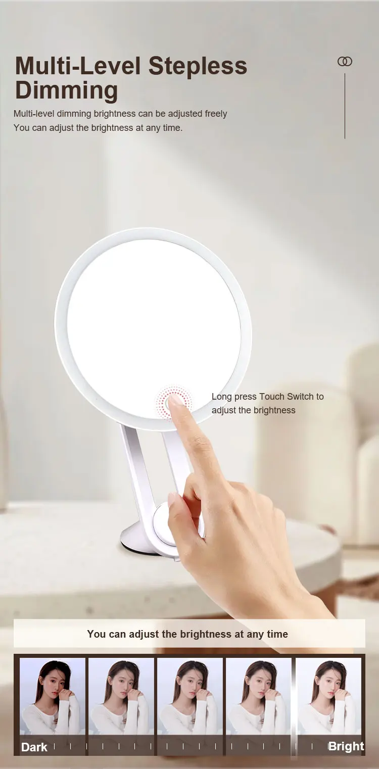 auto 3 light cosmetics Makeup Mirror Portable Lighted Beauty Mirror 3 Color Lighting Dimming Touch Screen  at home