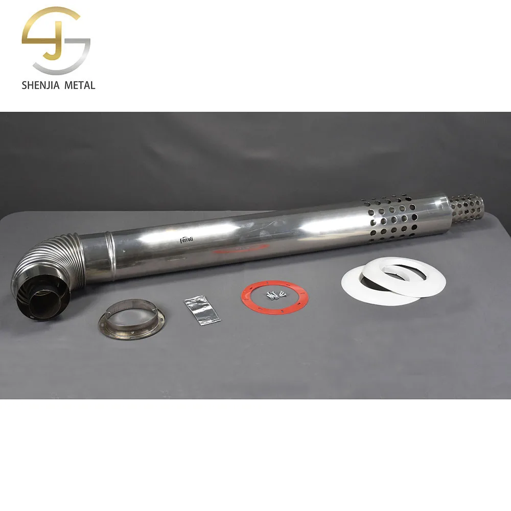 Stainless steel chimney welding 100mm/60mm bright surface thickness 0.3mm steel gas boiler with flue pipe flue pipe