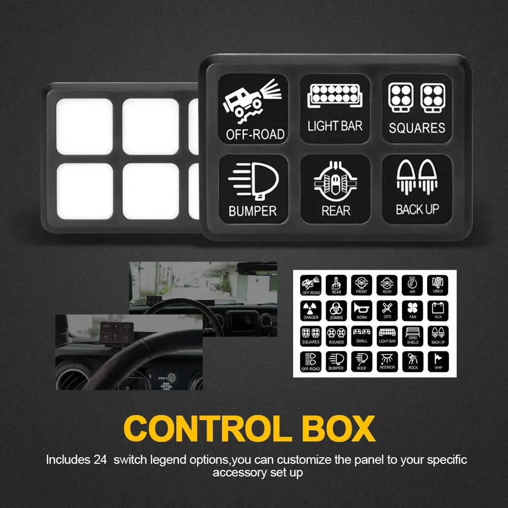 6 Gang Switch Panel Kit Circuit Control Box Relay System Universal ON-Off Touch Switch Box for Car Marine Boat
