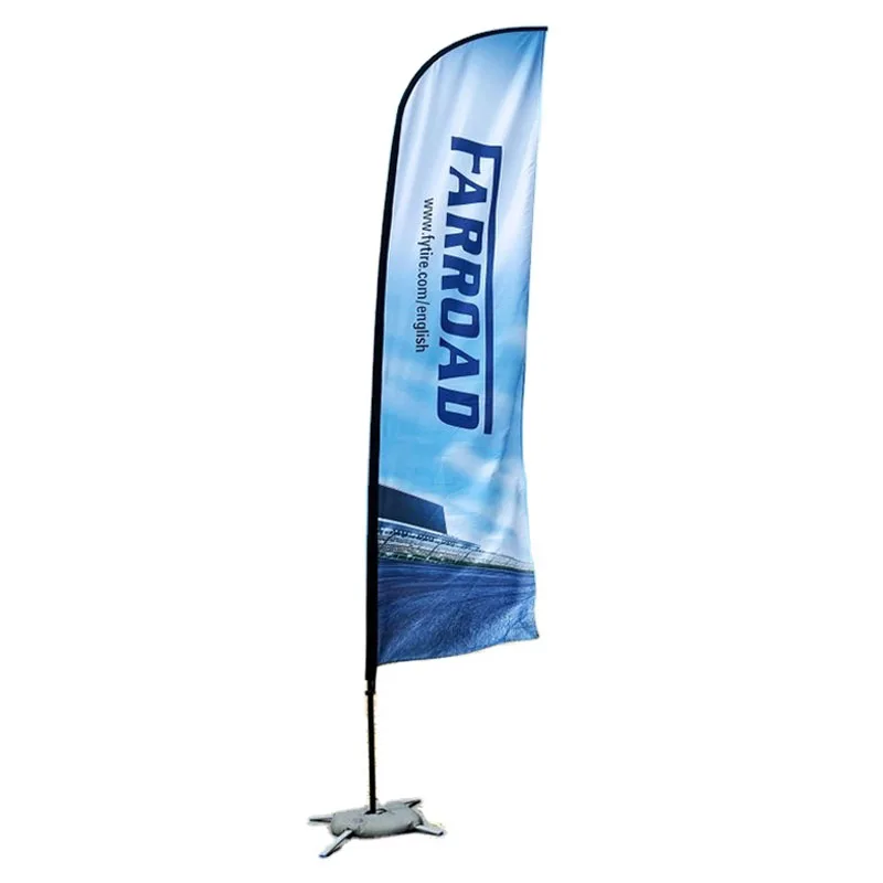 Low Price Outdoor Display Custom Logo Single Double Sides Printing Polyester Teardrop Flag banner Beach Feather Flag