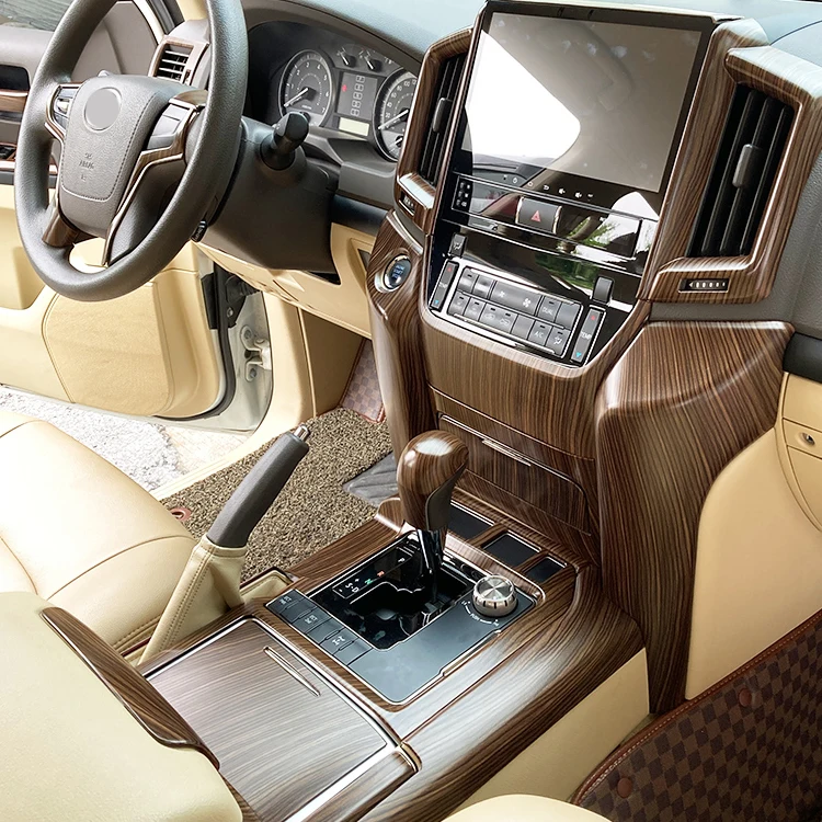 Car Decoration Accessories Wooden Dashboard Panel Dashboard Cover Interior Door Trim For 2016-2020 land cruiser