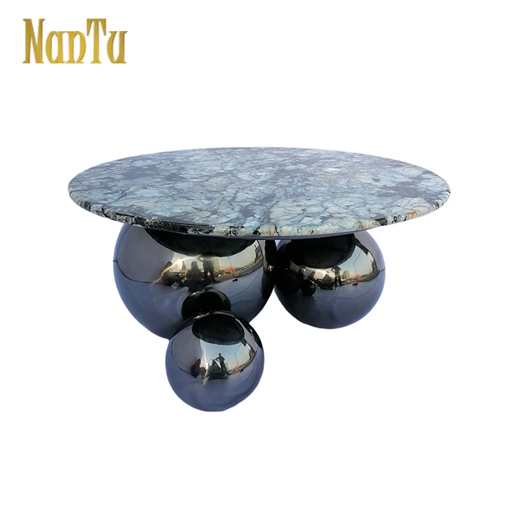 Latest Design Round Top Art Base Natural Marble Coffee Table