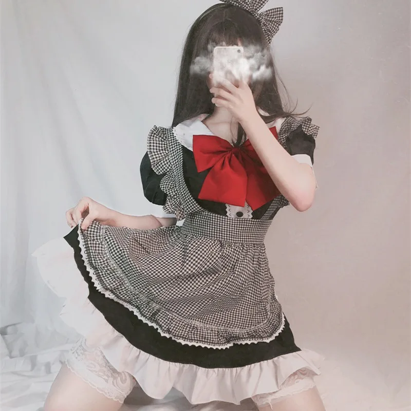Black And White Plaid Maid Dress Lolita Lovely Lolita Cafe Waiter