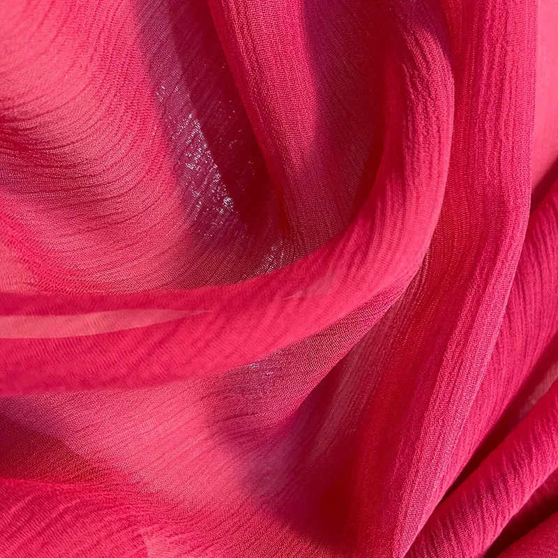 100% Mulberry Silk Crinkle Chiffon Fabric Soft 6M/M Pure Color Georgette Chiffon Fabric for DIY Sewing