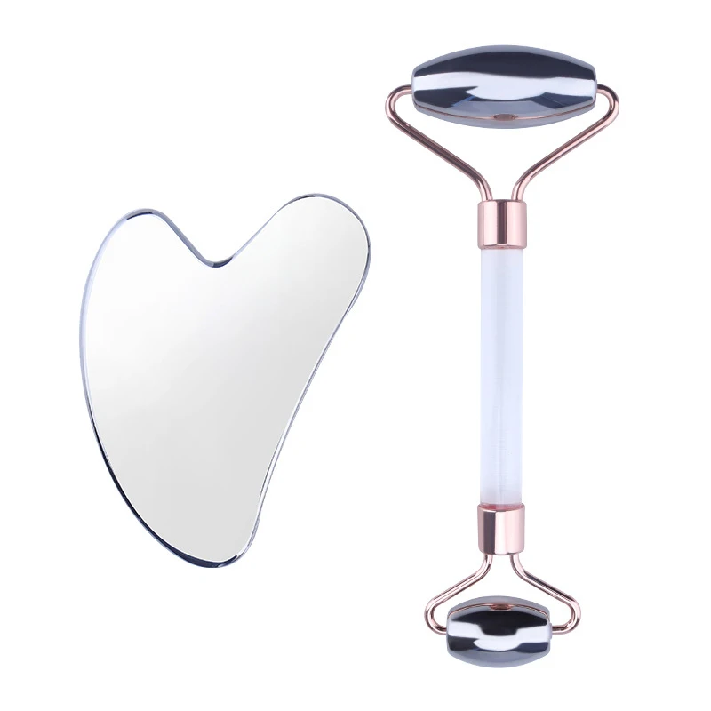 2022 anti aging therapy 100% natural jade roller and gua sha set face message roller gua sha and roller set amethyst