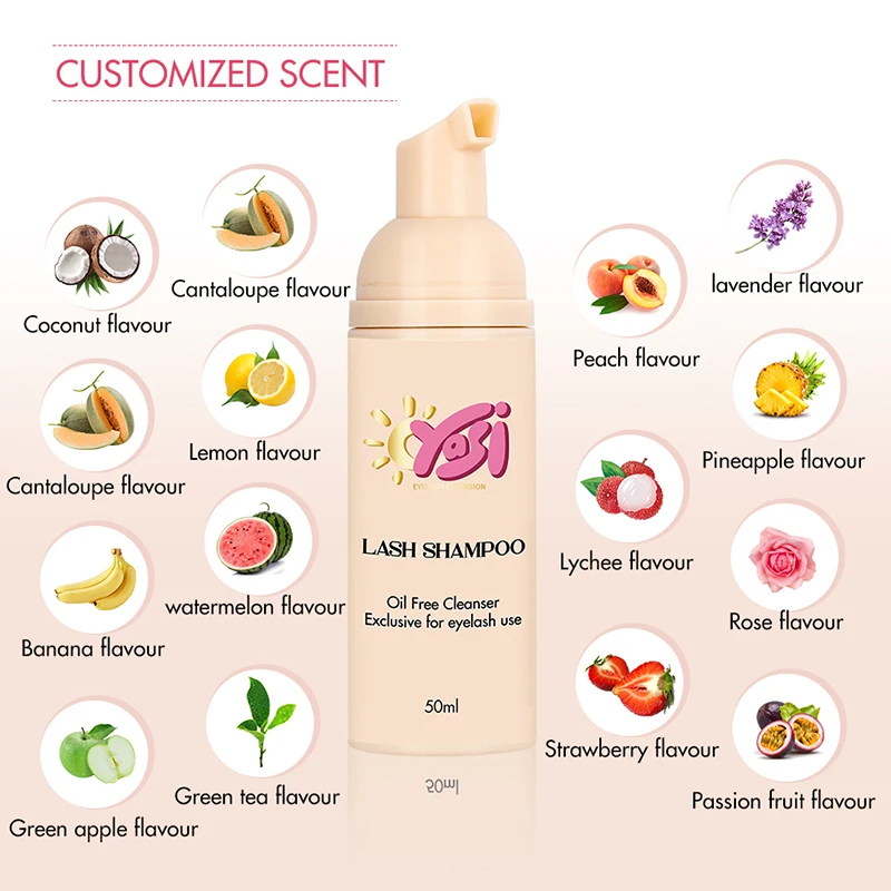 Tear Free and Vegan Friendly Private Label Lash Extension Foam Cleanser With Brushes Lash Bath Daily Eyelash Wash Shampoo