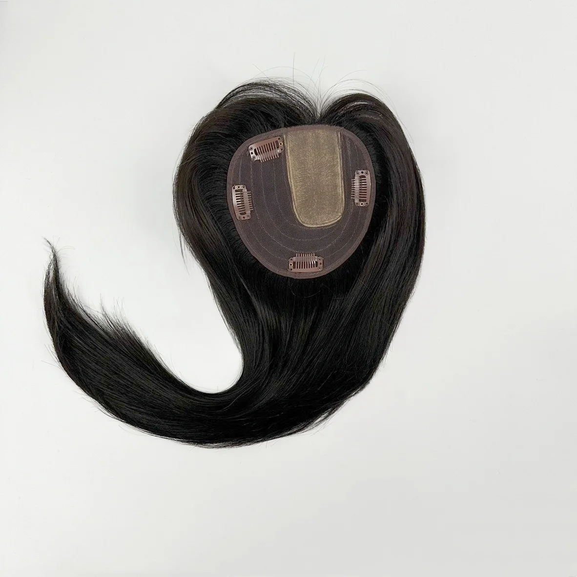 Hot Sale Silk Base Topper Medium Brown With Highlights 13*14cm Base Premium Human Hair Topper For Women