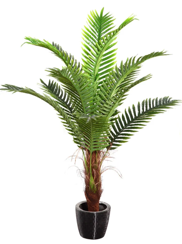 4ft 5ft 6ft Faux Palm Tree with Black Pot Planted Kwai Plant Home Decor Modern Artificial Gold Cane Silk Palm Tree