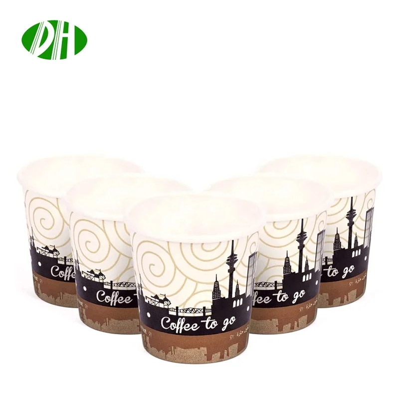 Paper Cups 4 oz Printed Hot Beverage Cup for Coffee Tea  & Water Disposable Durable paper cup