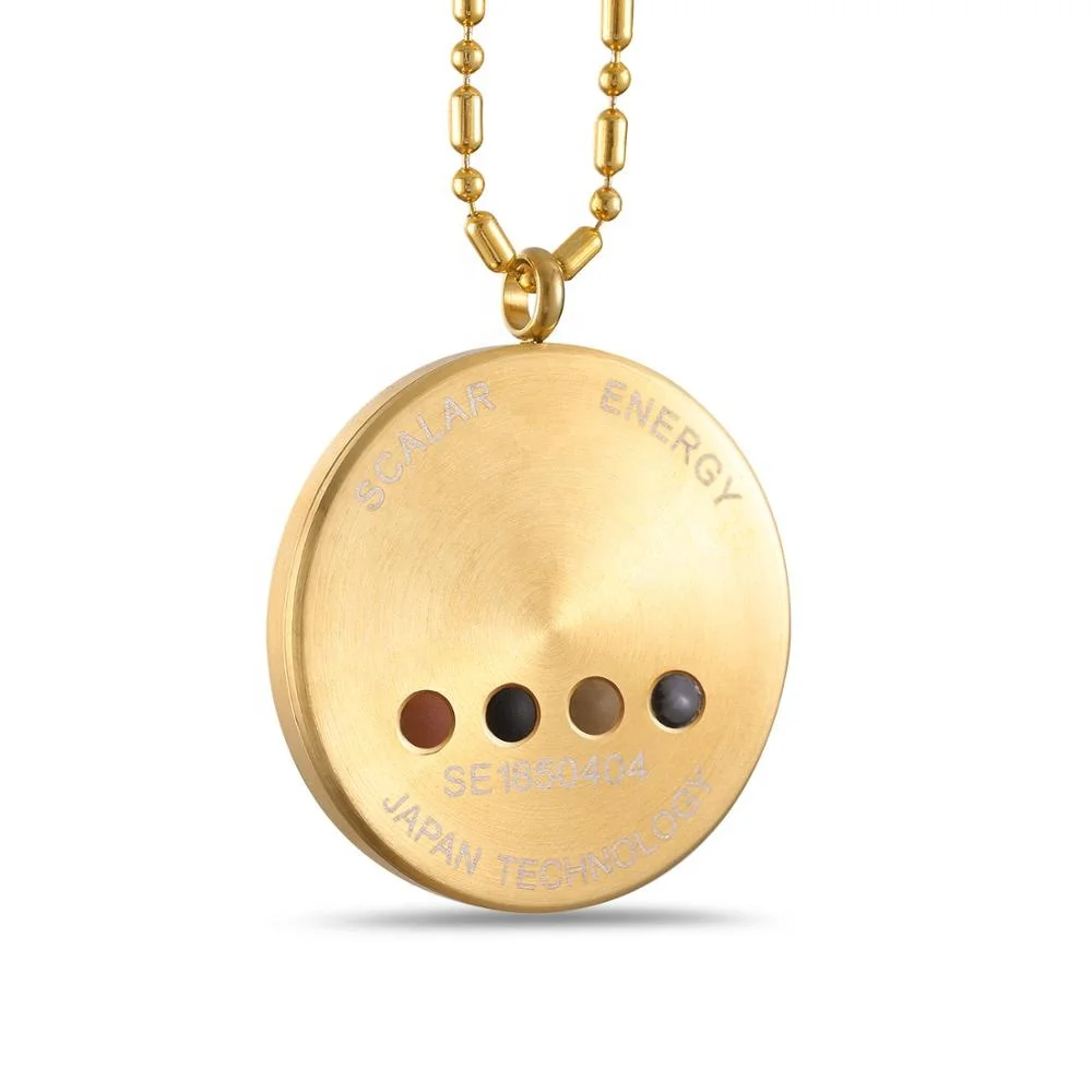 4 Energy Stones Quantum Scalar Pendant Fashion Necklace 2 Colors Stainless Steel Jewelry