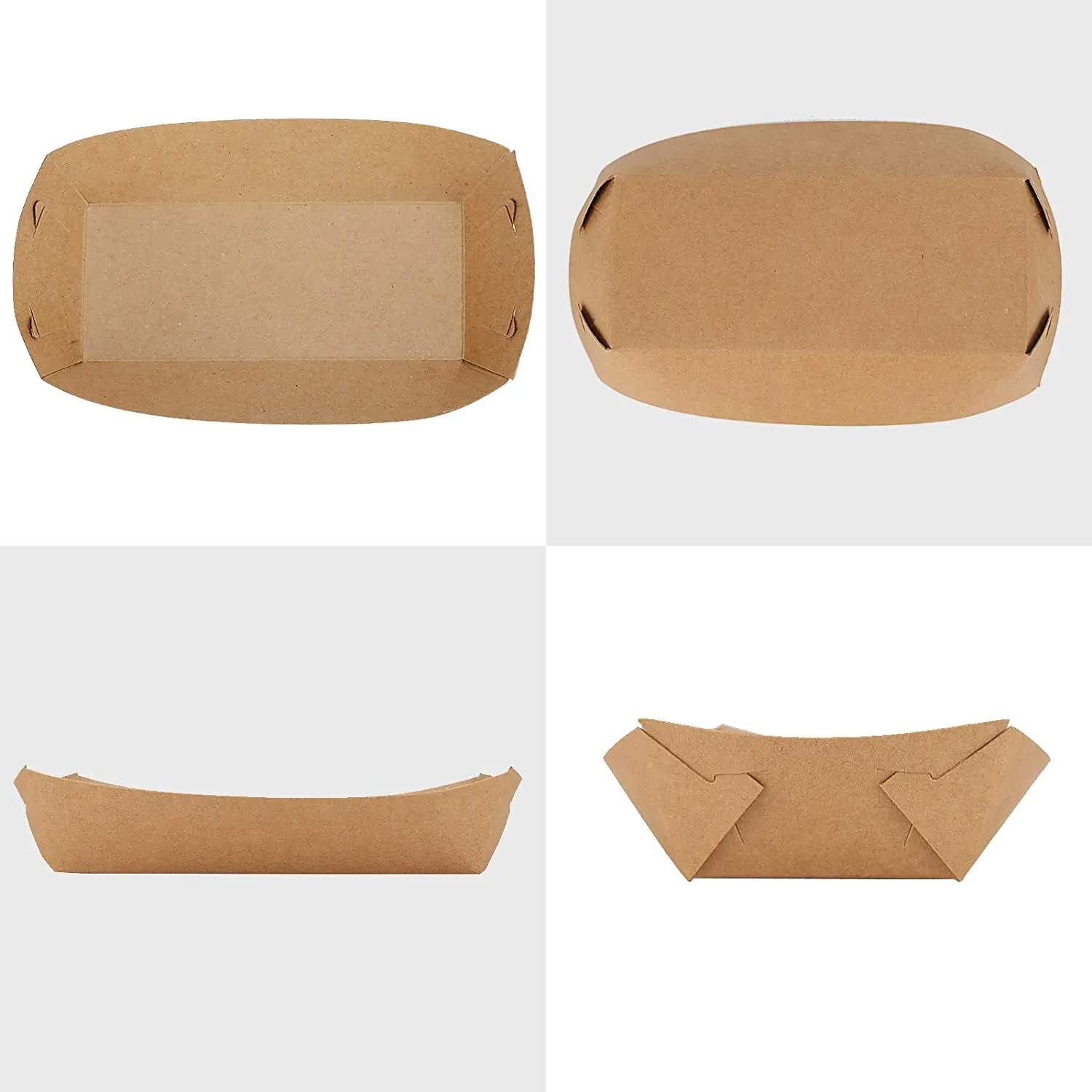 Disposable Kraft Food Packaging Container Paper Boat Tray Take Away Snack Food Paper Tray