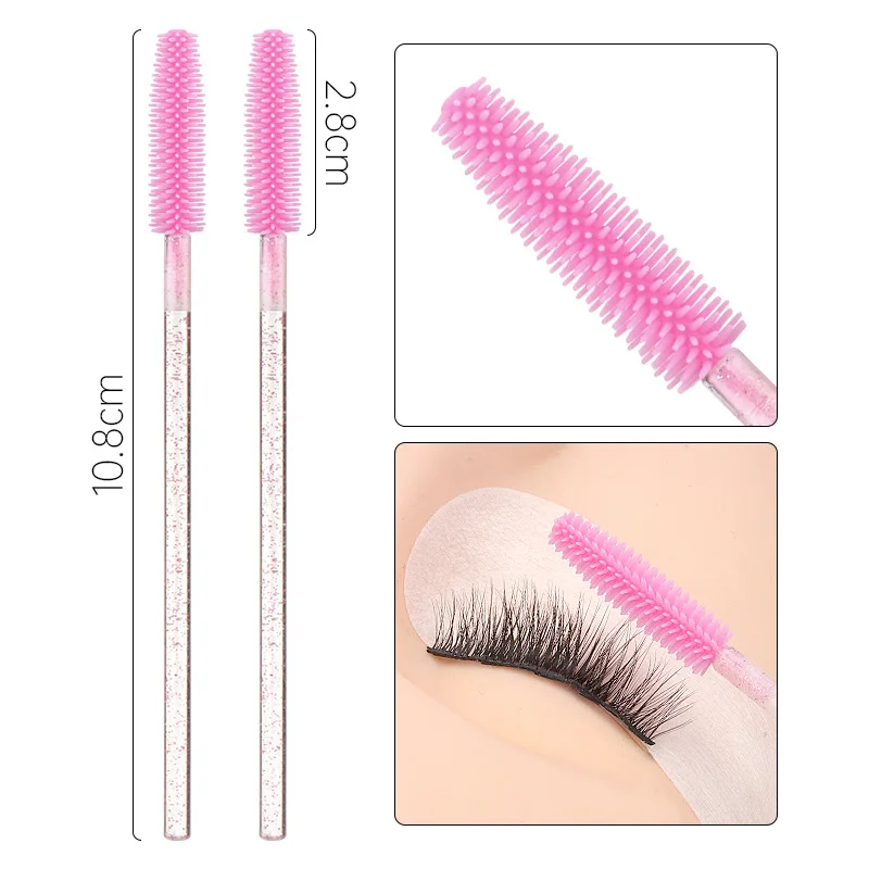 Factory Price Glitter Silicone Eyelash Brush For Lash Extension Makeup Tools Silica Mascara Wand Applicator Cilia
