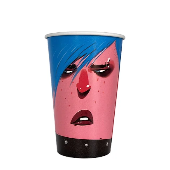 New fashion style  colorful cartoon custom logo eco-friendly printed  disposable ice cream cup cold paper cup