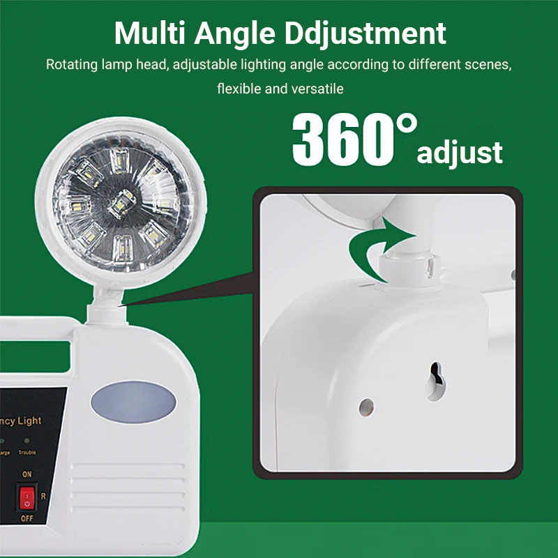 ABS Dual Head Emergency Lighting LED Charging Emergency Light IP30 Safety Exit Indicator Light 3 Hour Emergency 2 * 3W AC85-265V