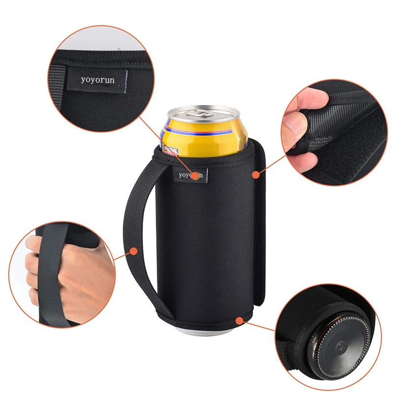 Neoprene Drink Can Insulator Sleeve Slap Wrap Can Cover Anti-Slip Insulated Can Cooler Cover Bottle Holder with Handle for 12 oz