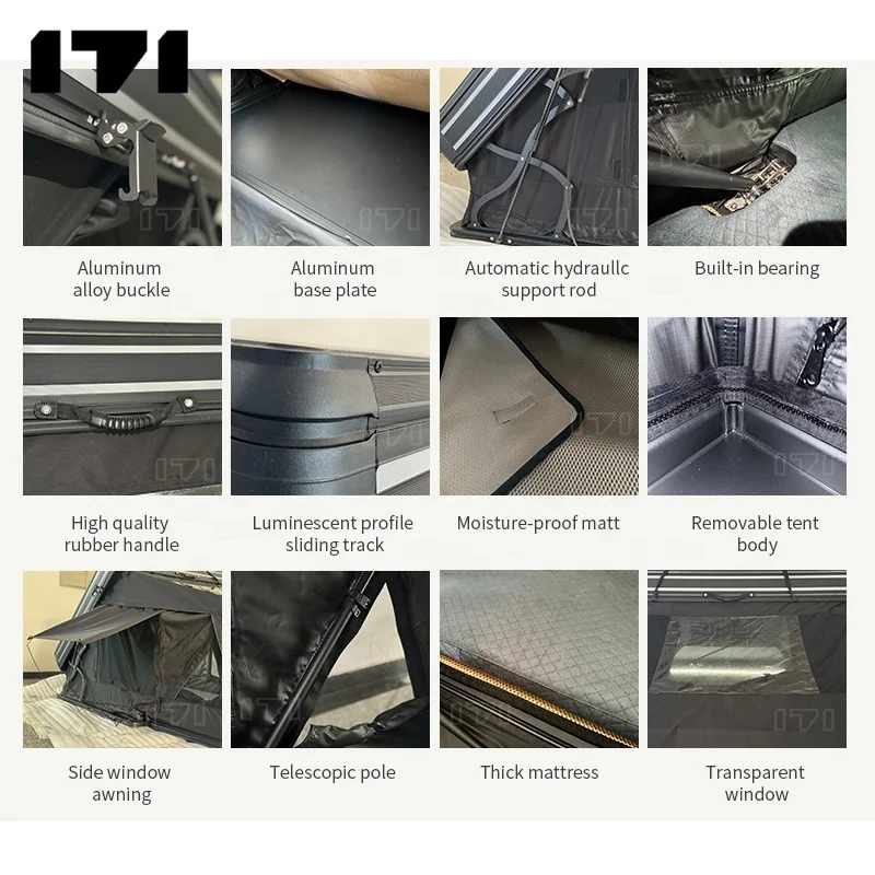 Oem custom cheapest side opening hard shell folding 2-4 person aluminum pickup truck 4x4 car roof top tent