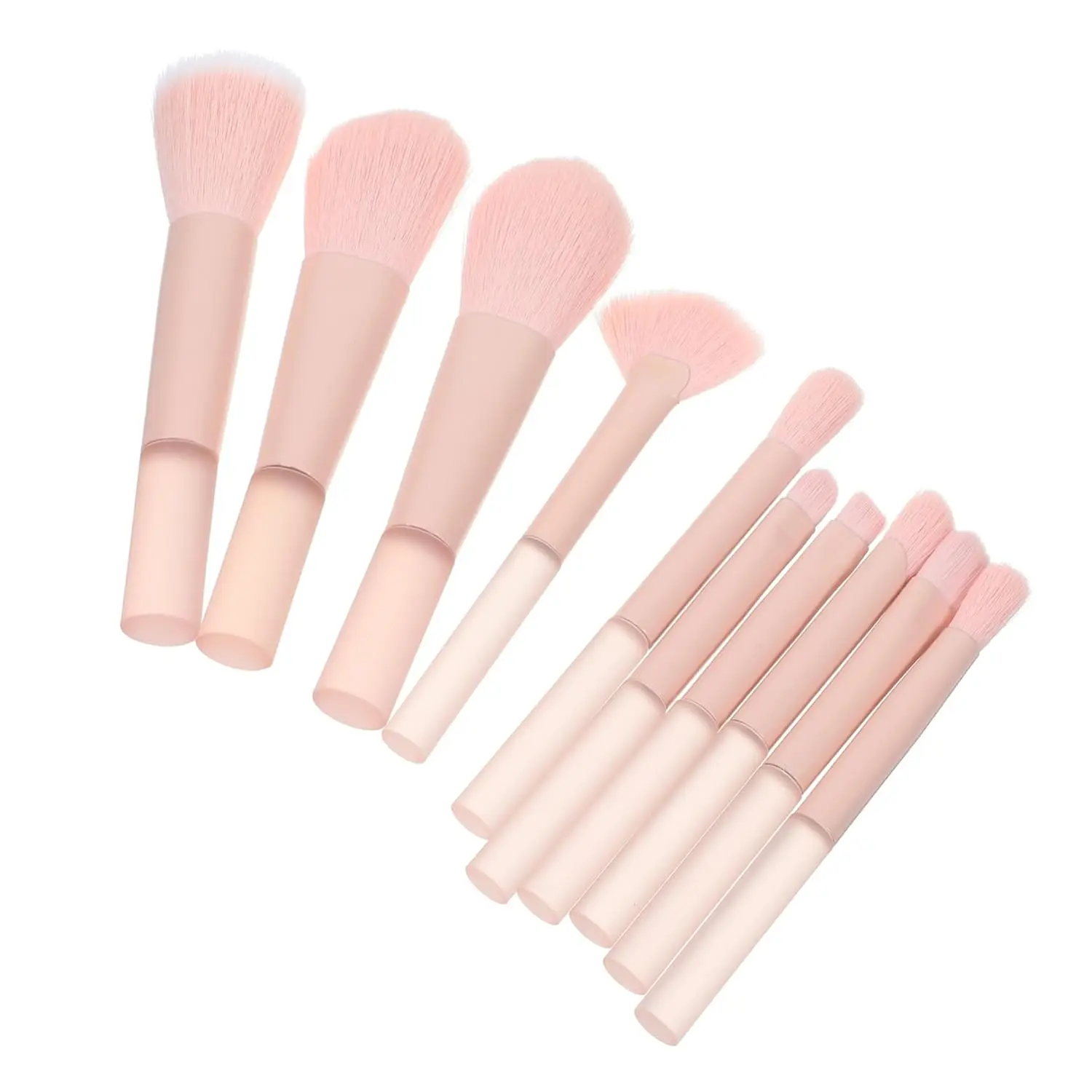 10 Piece Set Mini Travel Makeup Brushes Fan Style for Foundation Face Mascara Concealer Blusher Eyebrow Pencil