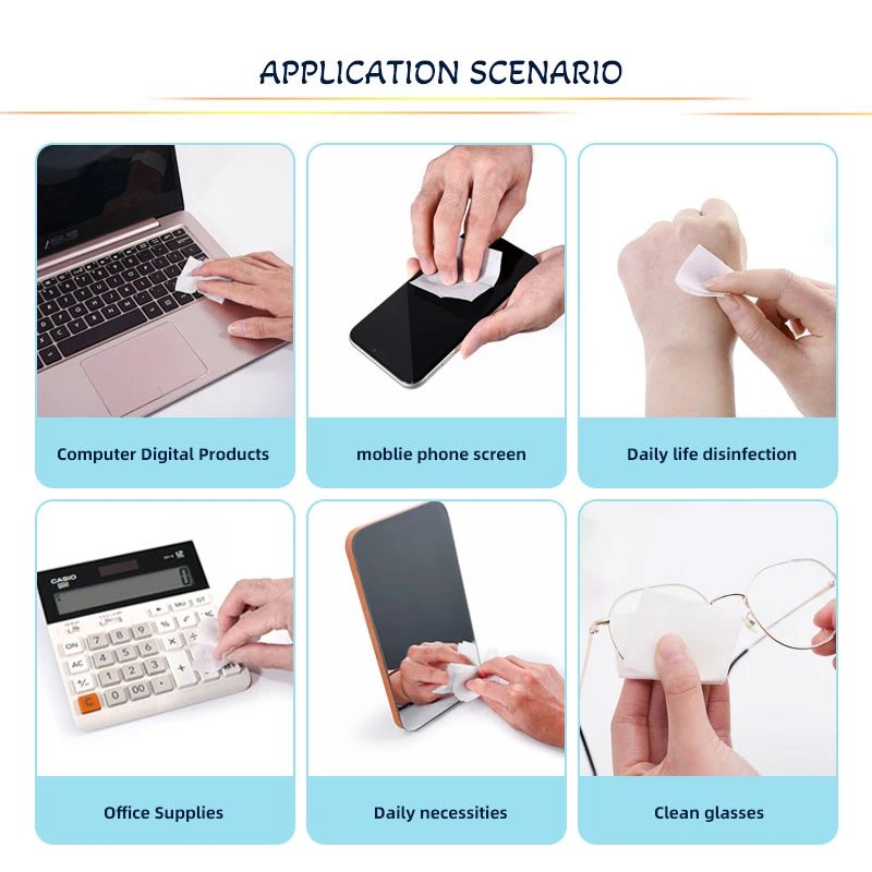Packaging Prep Wet Wipes Disinfection Use 70% Isopropyl Alcohol Pads for Screen Proctor Lens Glasses Cleaning