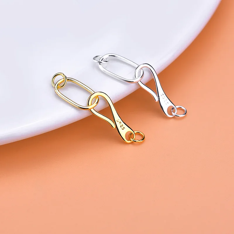 Wholesale 925 Sterling Silver Bracelet Connecting Clasp Gold Plated Tail Clasp For DIY Necklace Jewelry Making Accessories