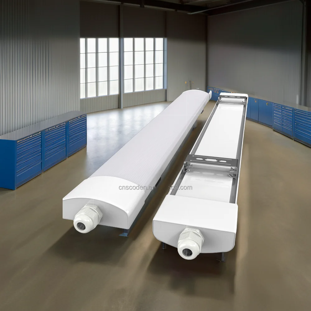 Waterproof 4500K Tube LED Linear Lighting 18W 36W 50W Fixture IP65 Tri-Proof Suspended Ceiling Lighting