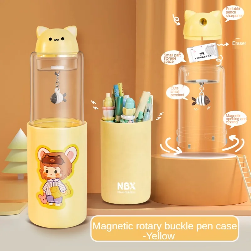 NBX Оптовая Продажа kawaii прозрачные многофункциональные магнитные акриловые держатели для ручек для стола для девочек пластиковый пенал