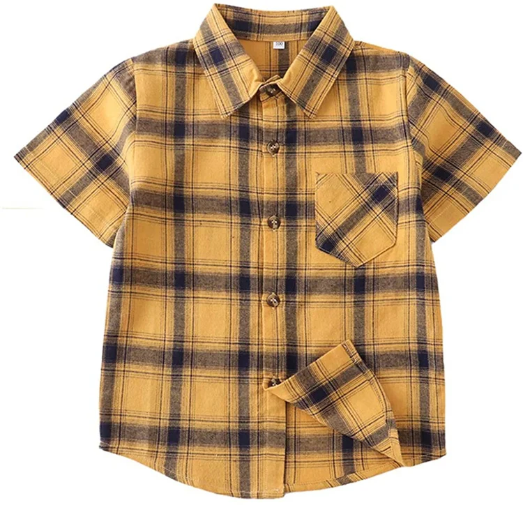 
Check button down short sleeve casual vintage shirts for teen girls wholesale 