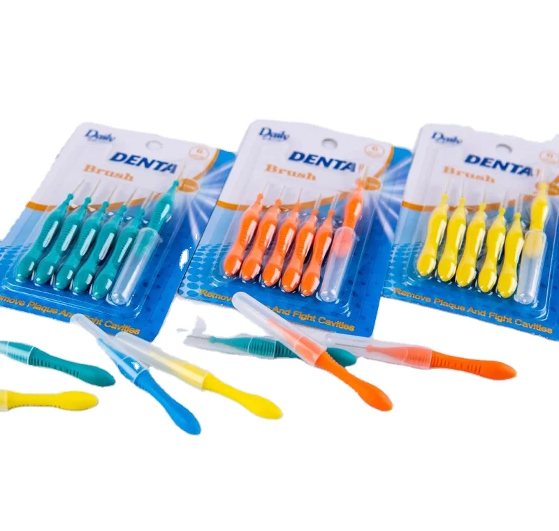 Round tip EVA interdental brush is sold in bulk for deep cleaning in home oral care.