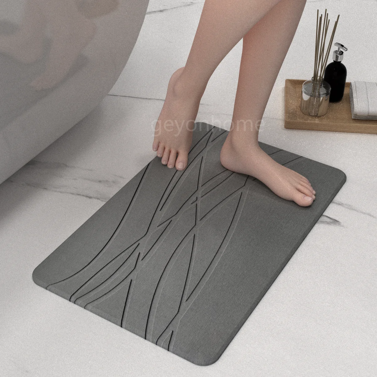 Ultra Fast Drying Engrave Stone bath Mat Home Decor Diatomate Stone Bathroom Mat