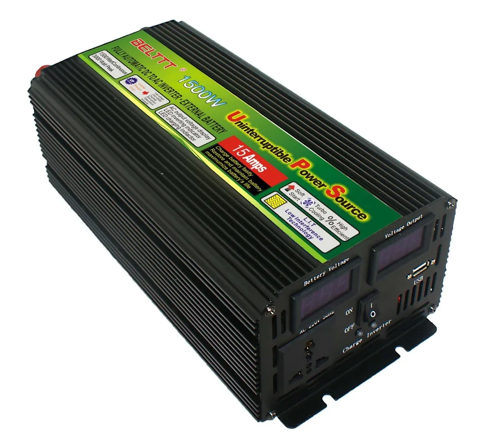 Ready To Ship 800W 1000W 2000W UPS Inverter Modified Sine Wave DC 12V AC 220V Three-Phase Charging Car Inverter With Smart Fan