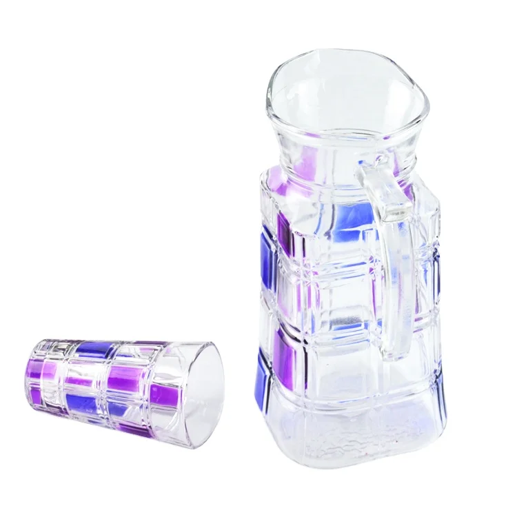 glass Cup Glassware Juice tea pot  clear drinking water  Pitcher  With Handle Summer Drink  jug
