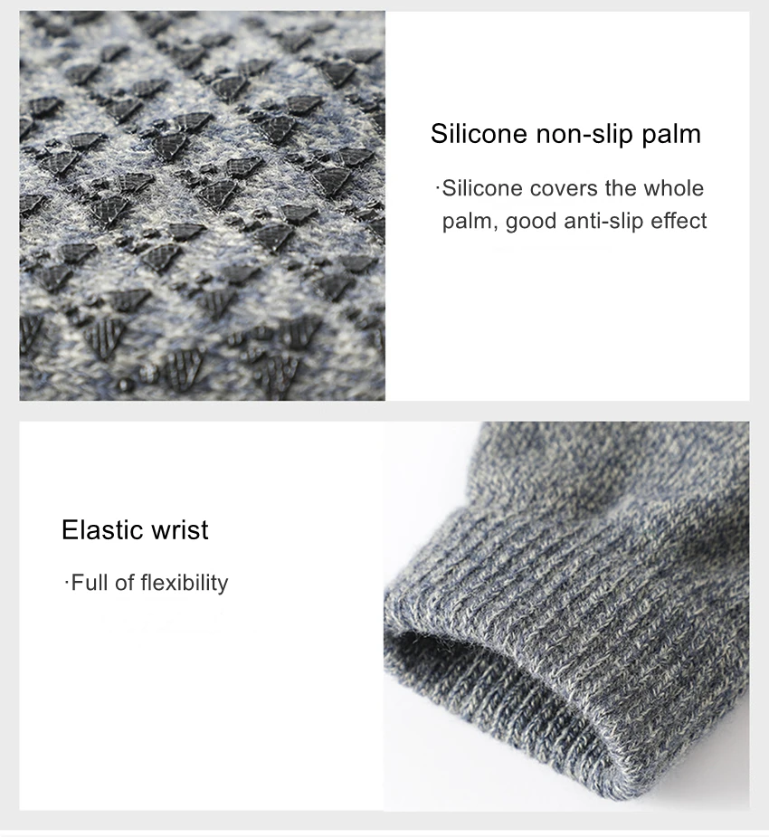 Мужские и женские зимние вязаные перчатки для сенсорного экрана, теплые перчатки для письма, эластичные Нескользящие Зимние перчатки для взрослых