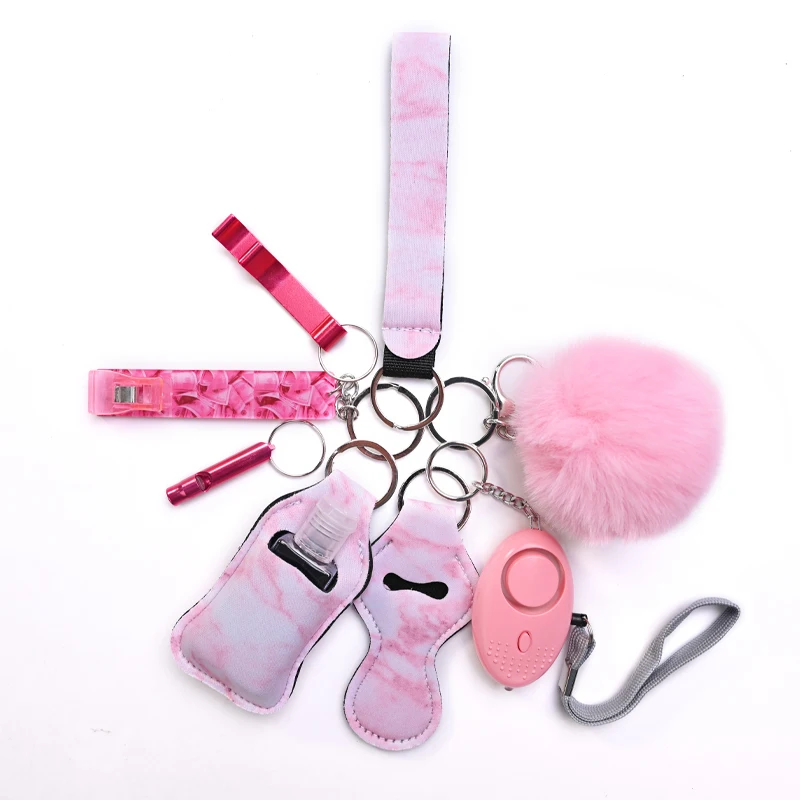 Safety Whistle door opener Key Chain Set Personal Protection Alarm Multi Self Defence Keychain Set  with card grabber for Women