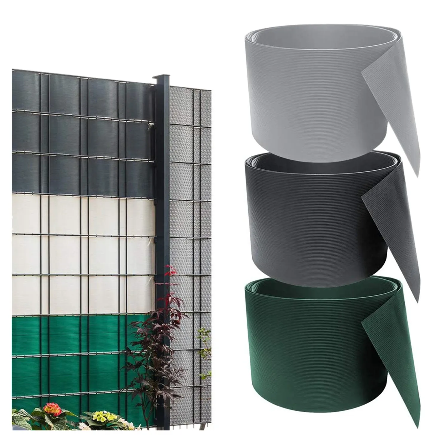 UNEED 19cm*26m Hard PVC Strip Fence PP Tape Fence for Privacy Screen Garden Fence Decoration