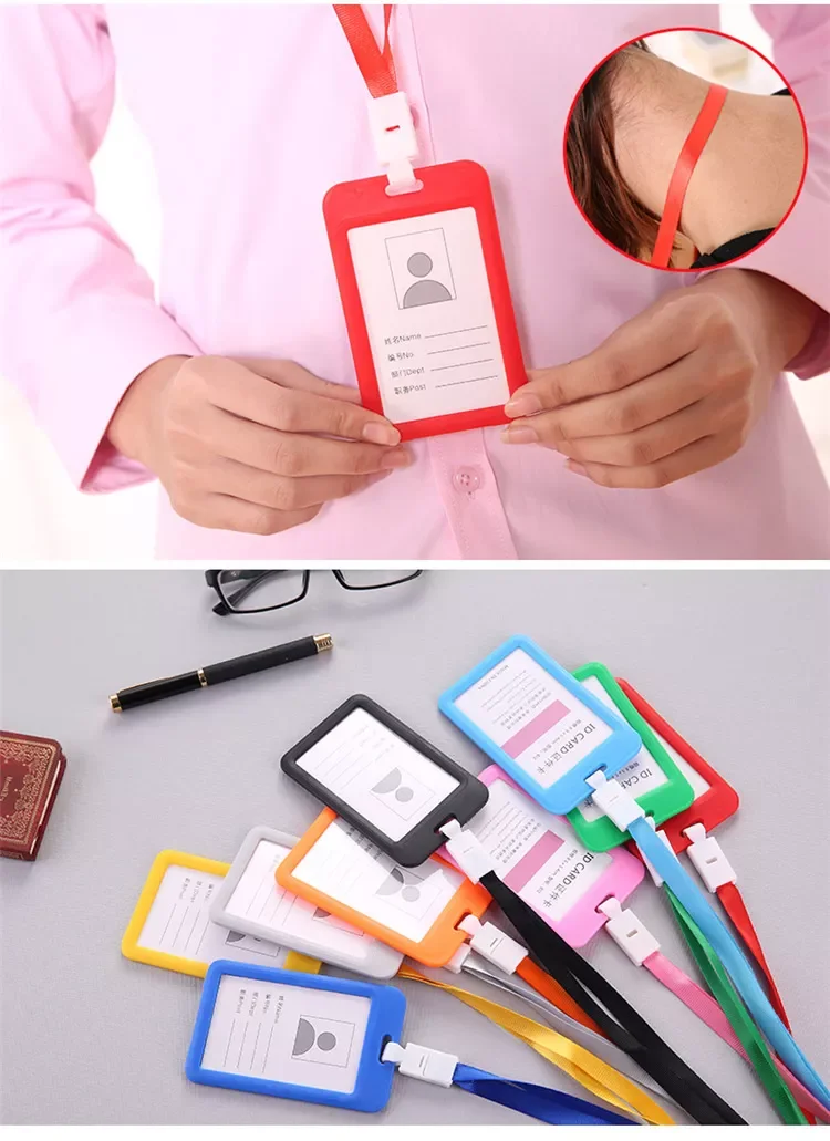 Staff ID Card Protector Manufacturer Two Faced Card Holder With Lanyard