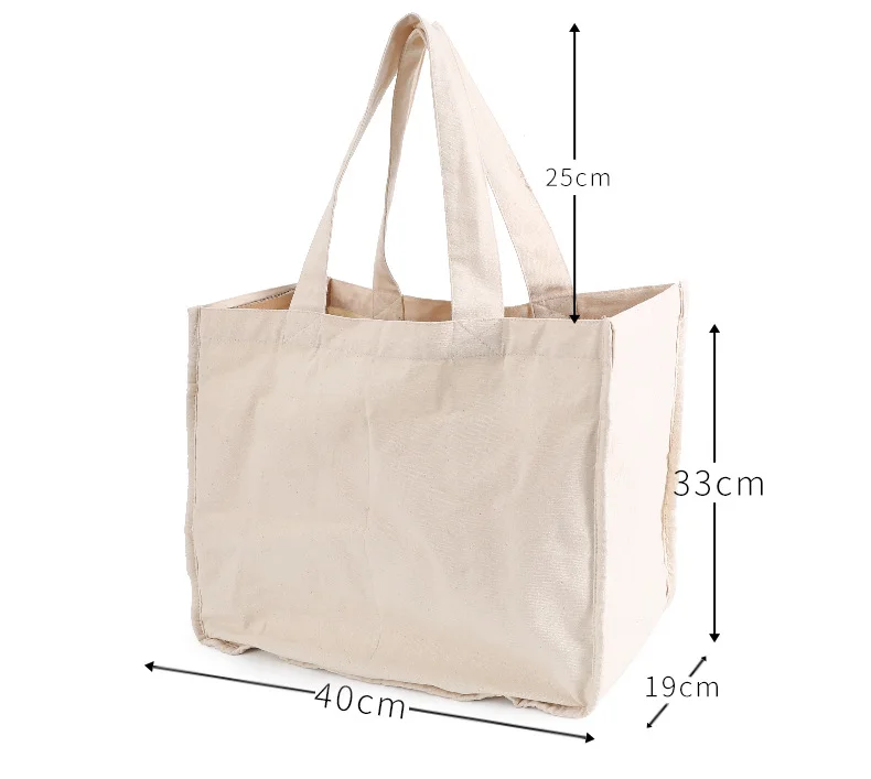 Eco cotton tote bag with multiple pockets canvas bag custom logo