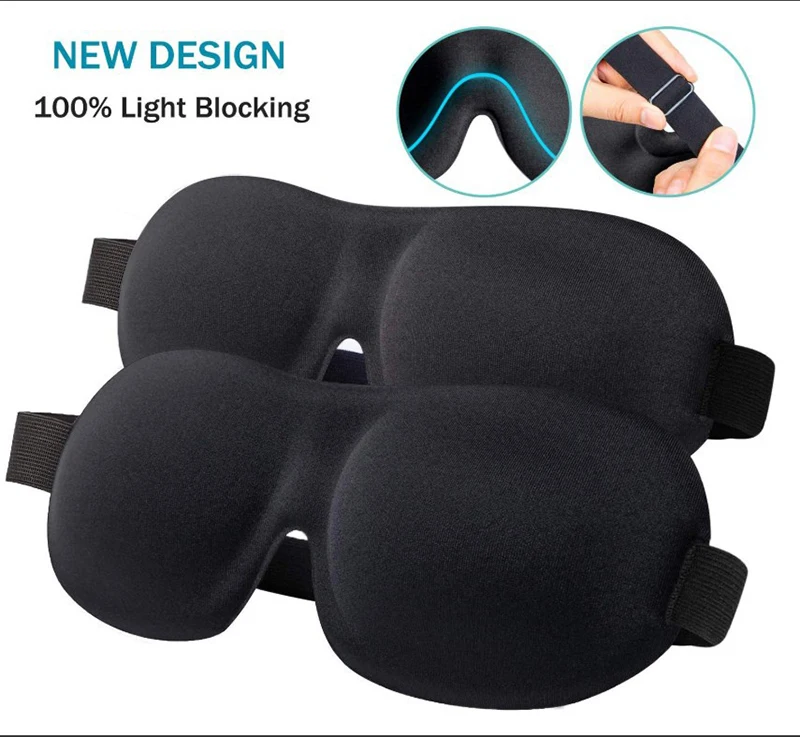 3D Contoured 100% Blackout Eye Mask For Sleeping With Adjustable Strap