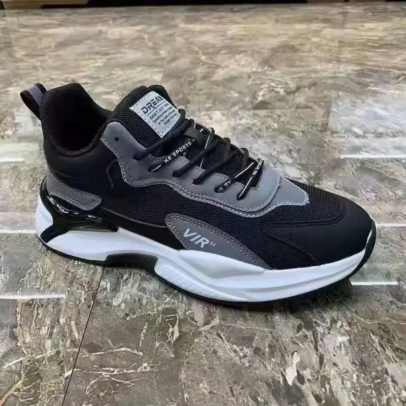 Fashion mesh breathable sneakers running shoes for men autumn old daddy PU casual soft fur shoes men running shoe