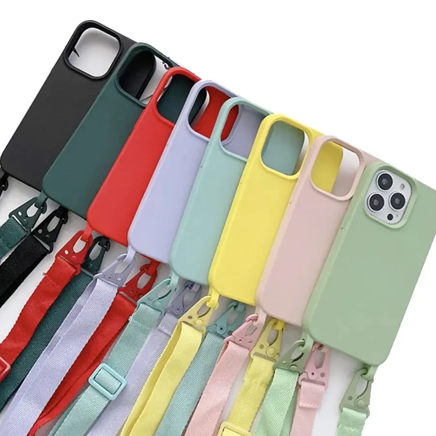 Soft Silicone Necklace Lanyard Crossbody phone case with crossbody strap for phone case vivo phone 11 pro14 Pro Max