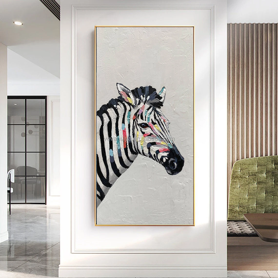 Wholesale Custom Hand Painted Colorful Abstract Horse  Painting by Paint Animal Art