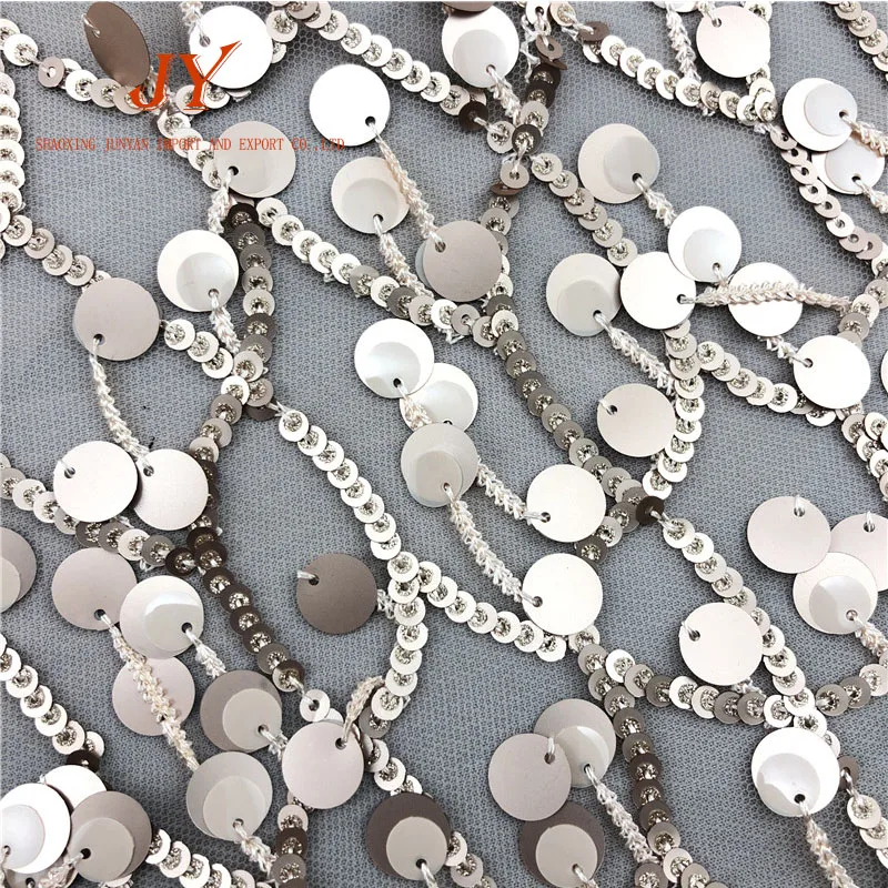 FREE SAMPLE CG006# Custom Made Hanging Extra Large Sequin Embroidery Fabric READY GOODS